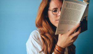 person reading a book