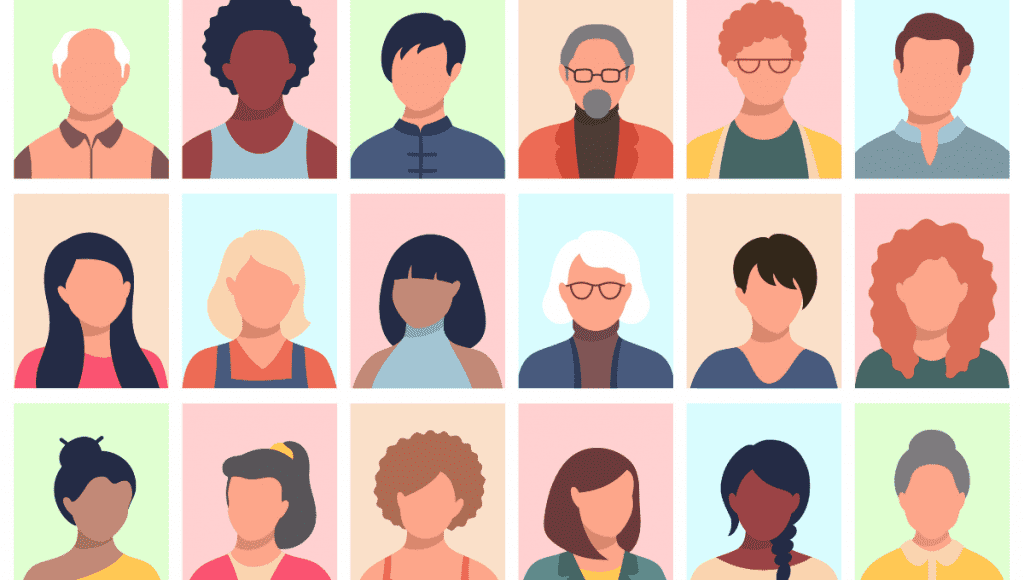 illustration of diverse group of headshots