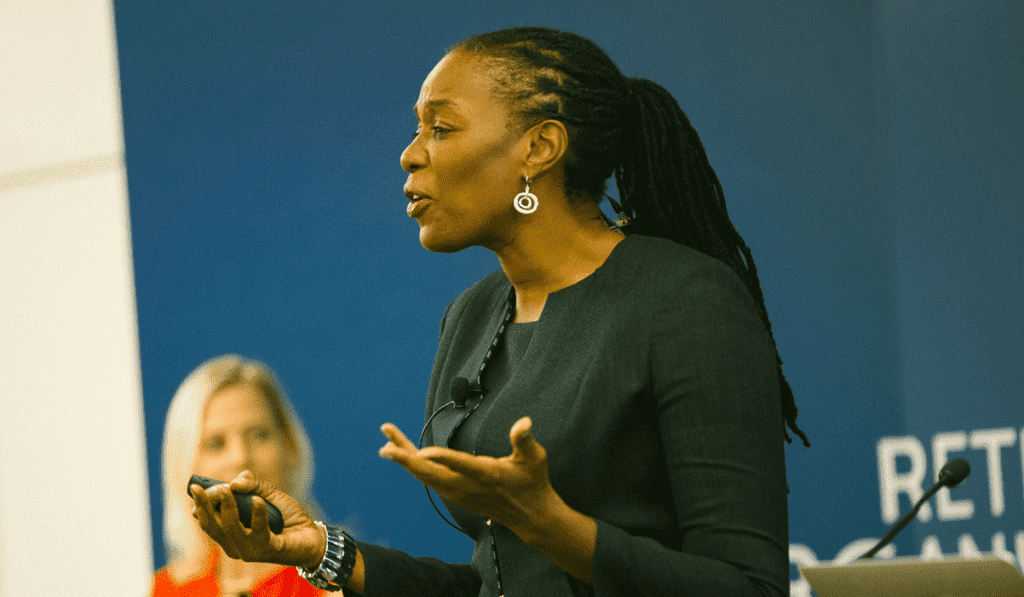 Valerie speaking at summit