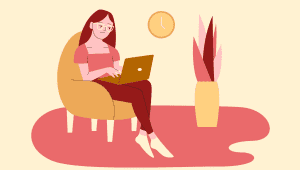 An illustration of a lonely woman working from home